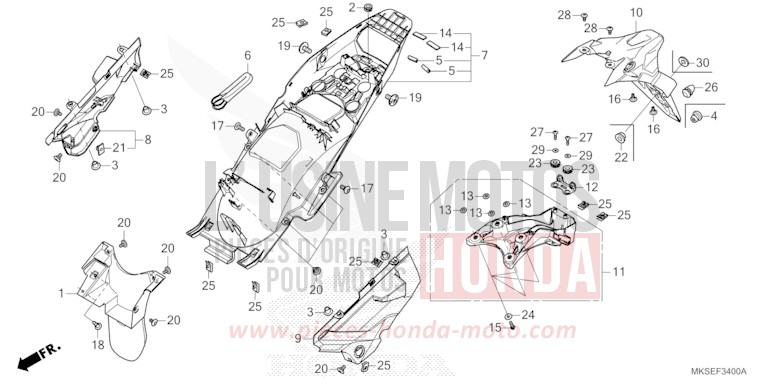 KOTFLUEGEL, HINTEN (CRF1100A/AL/D/DL) von Africa Twin Mechanik PEARL GLARE WHITE (NHB53H) von 2021